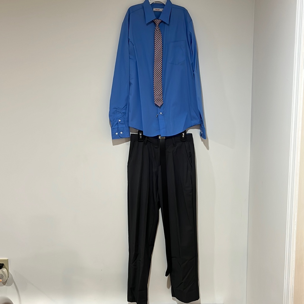 Izod Youth Dress Pants (14), Button Down Shirt (16 Reg), Belt, And Tie